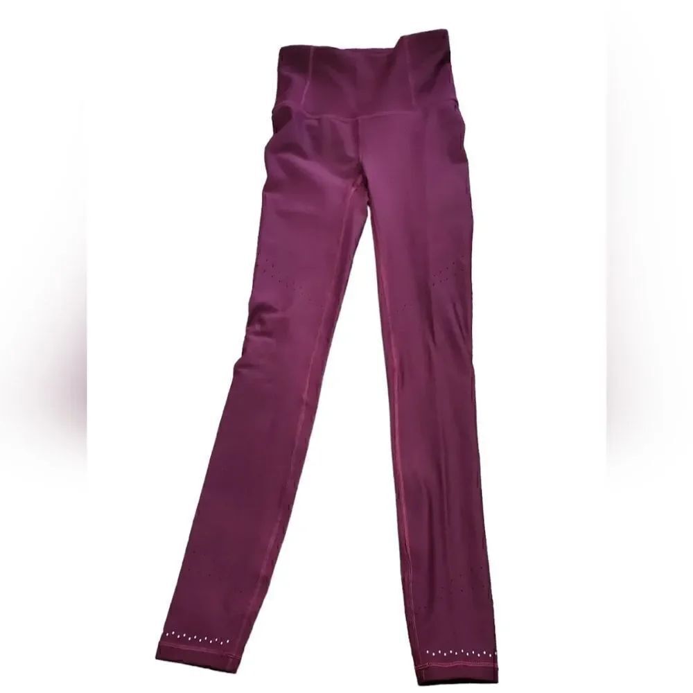 Lululemon Maroon Leggings with Perforated Detail
